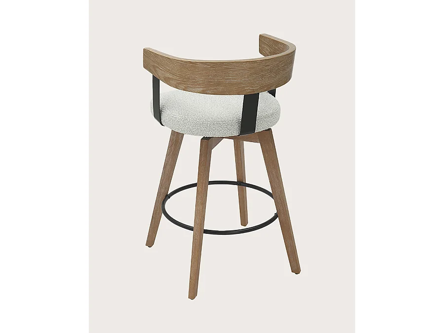 Micha - Sgabello da bar in tessuto con gambe in legno