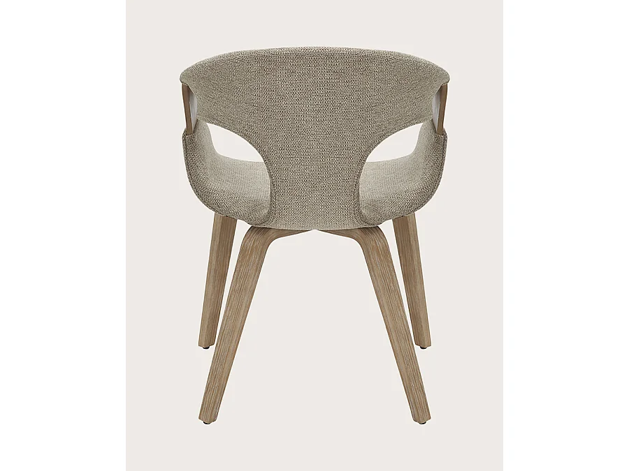 Gazy - chaise en tissu Taupe et bois blanchi