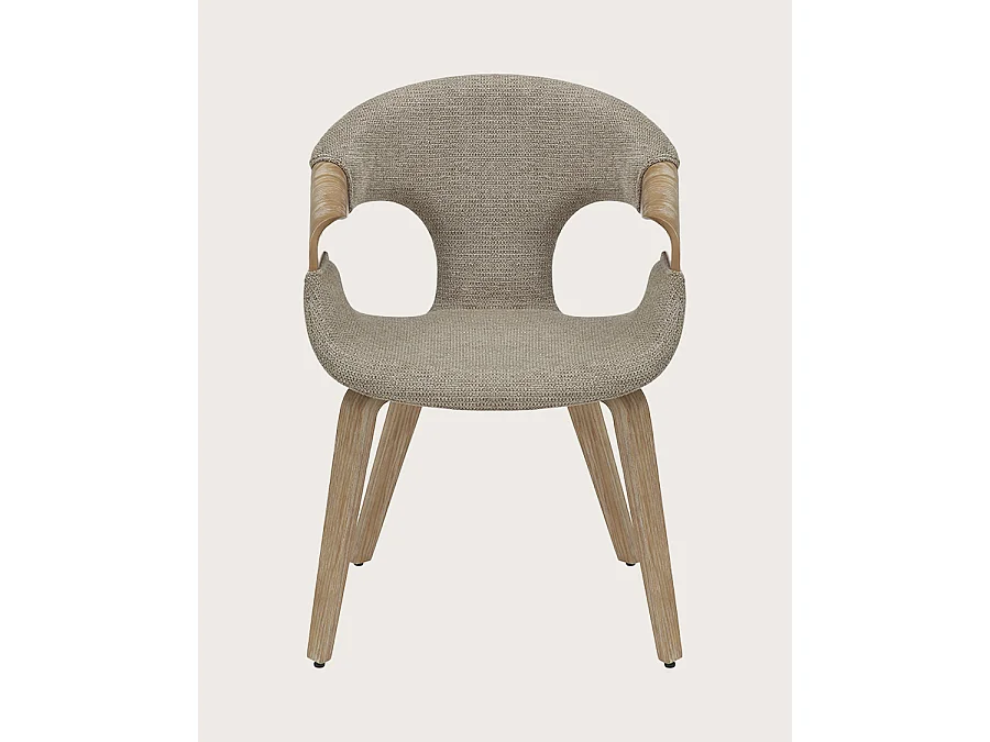 Gazy - Chaise en tissu Taupe et bois blanchi
