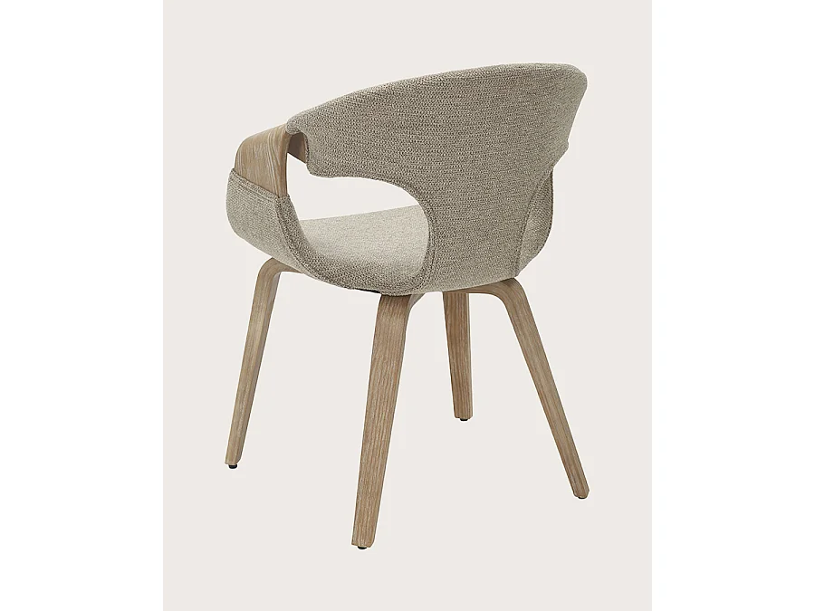 Gazy - Chaise en tissu Taupe et bois blanchi