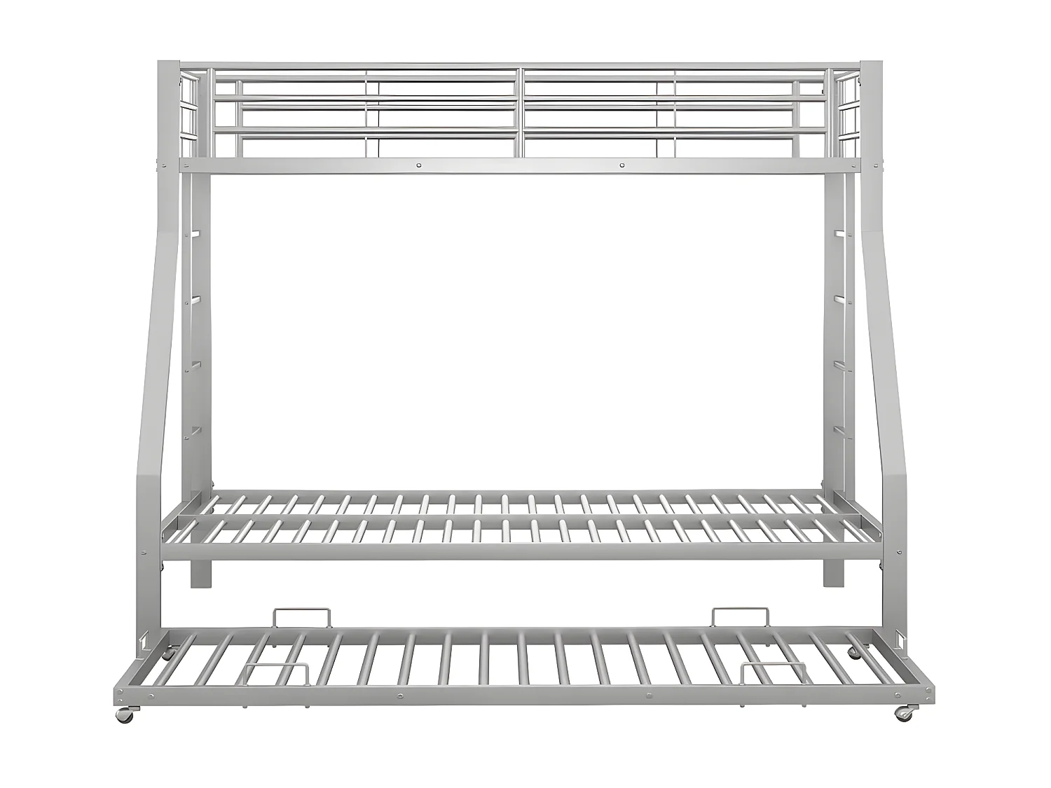 Etagenbett 90/140 x 200 cm mit Ausziehbett 90 x 190 cm – Metallrahmen – Silber