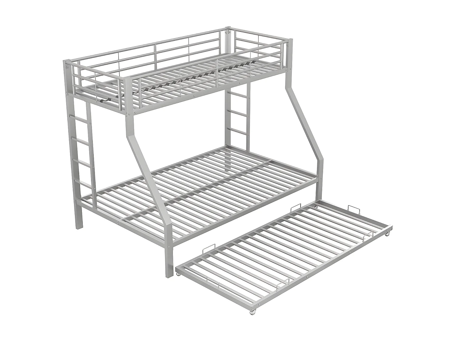 Letto a castello 90/140x200 cm con letto estraibile 90x190 cm - struttura in metallo - Argento