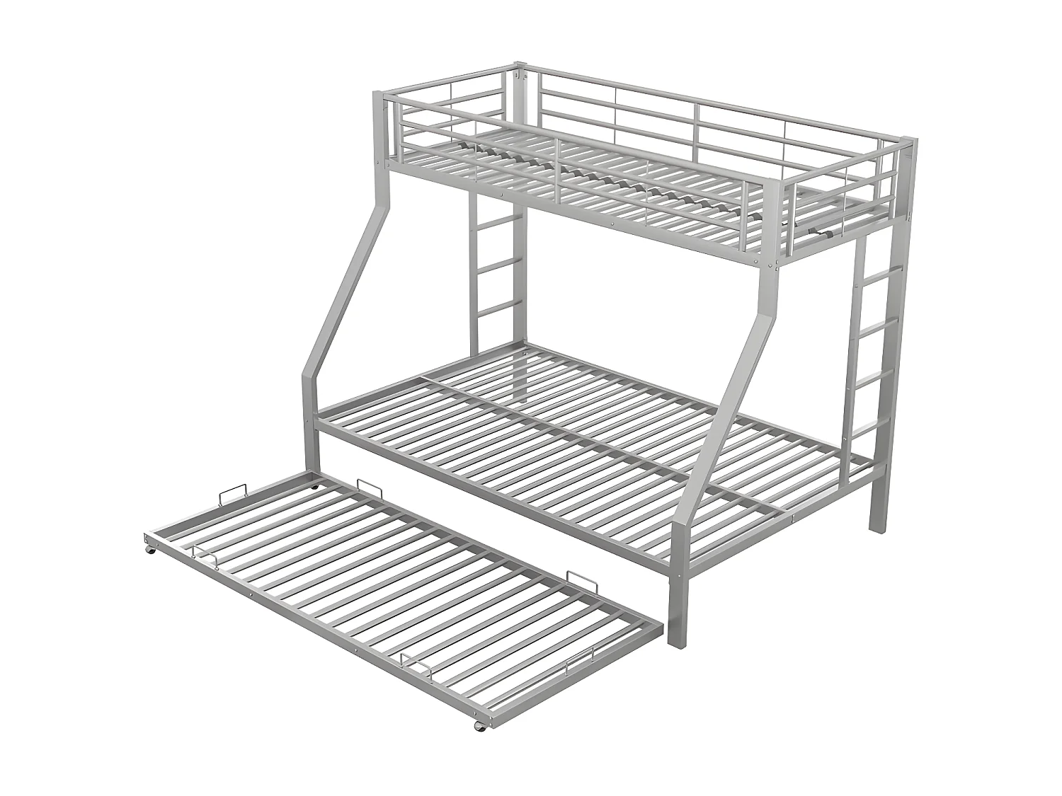 Letto a castello 90/140x200 cm con letto estraibile 90x190 cm - struttura in metallo - Argento