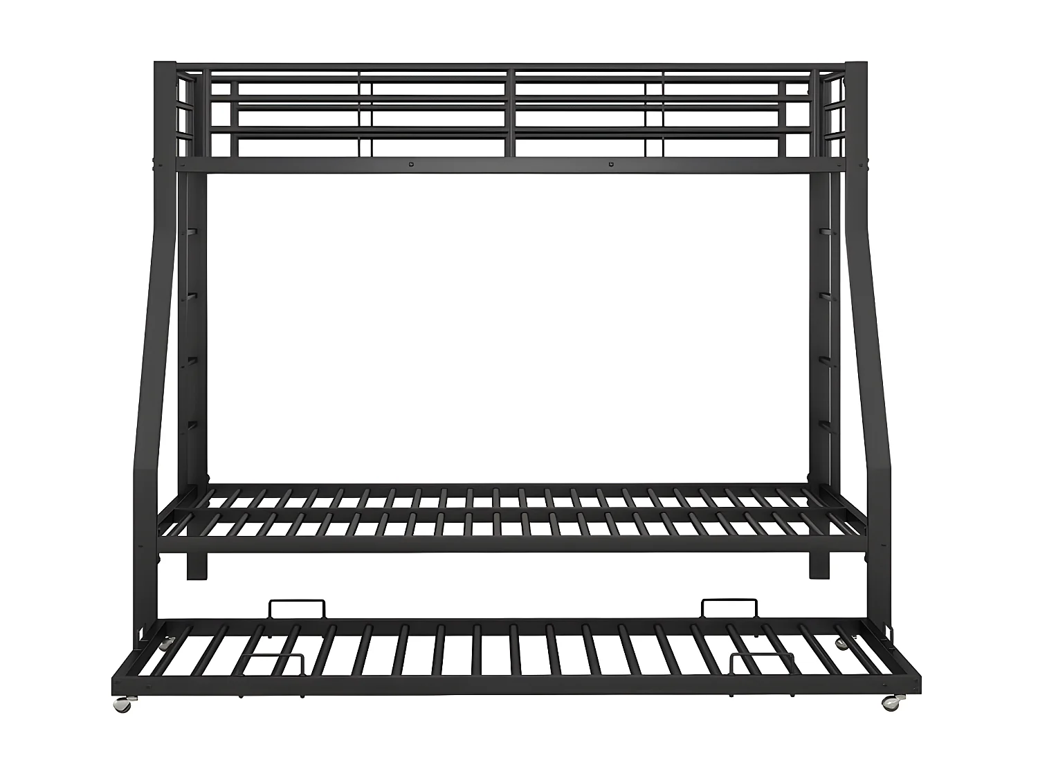 Lit superposé 90/140x200cm avec un lit gigogne 90x190cm - cadre en métal - Noir