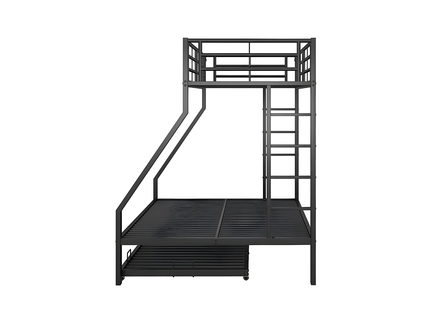 Stapelbed 90/140x200cm met onderschuifbed 90x190cm - metalen frame - Zwart
