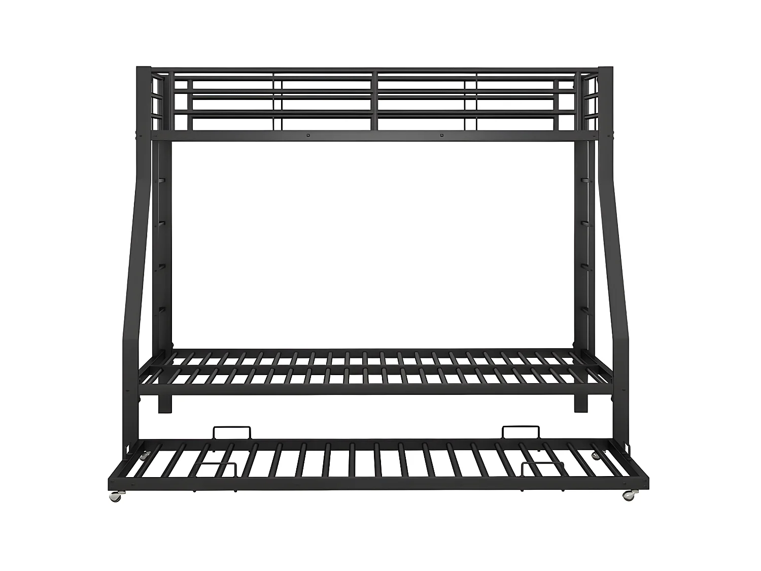 Stapelbed 90/140x200cm met onderschuifbed 90x190cm - metalen frame - Zwart