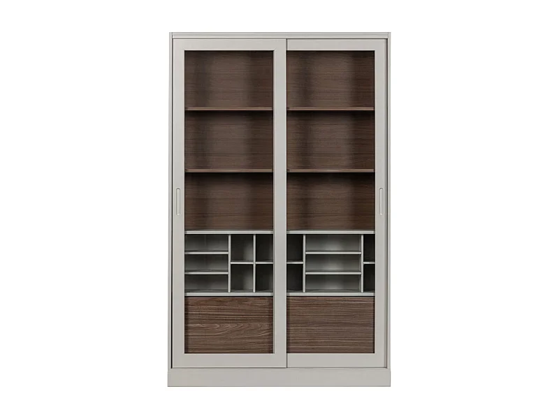 James - Vitrine 2 portes en bois H200cm - Grège