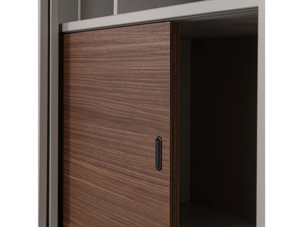 James - Vitrine 2 portes en bois H200cm - Grège