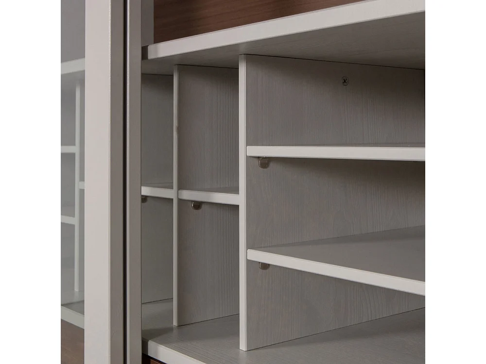 James - Vitrine 2 portes en bois H200cm - Grège