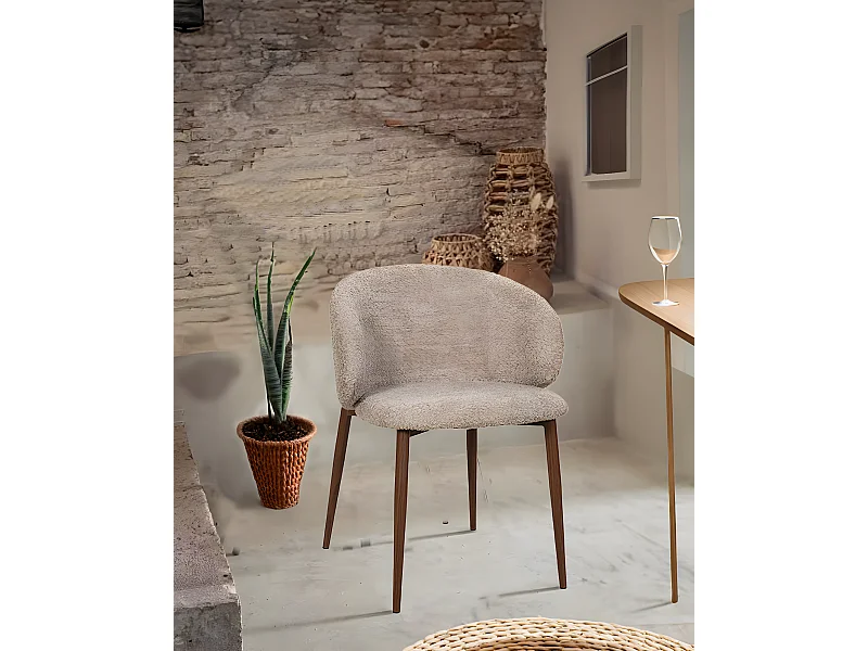 Vera - Chaise en tissu bouclette et pieds métal