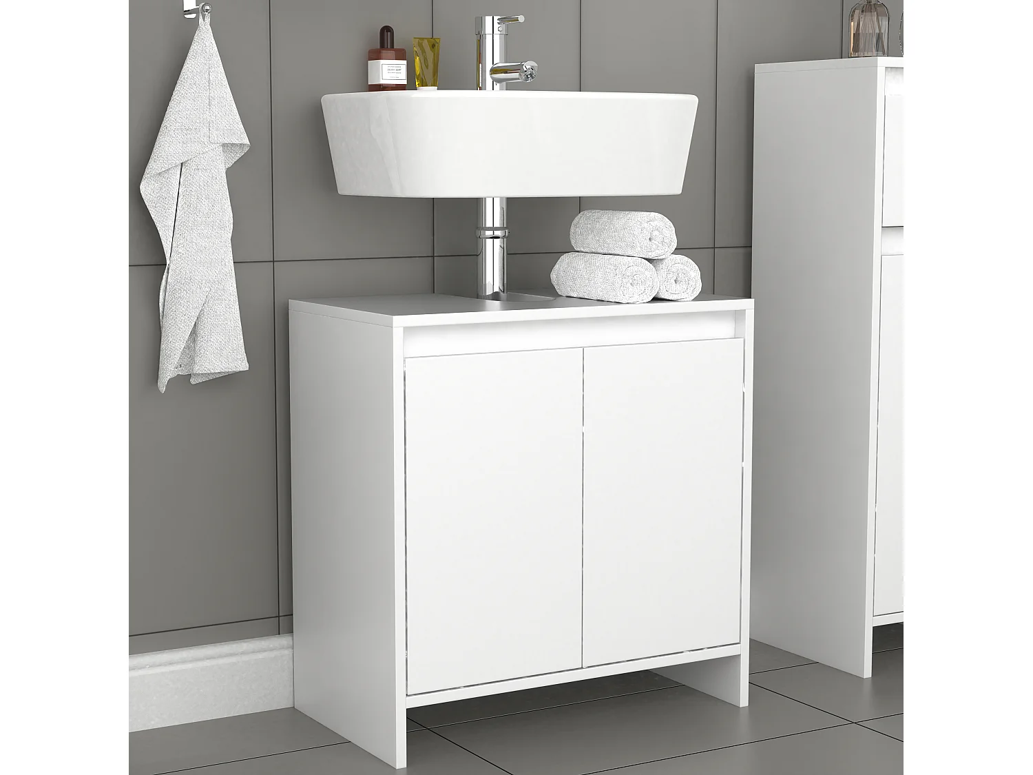 Bathroom furniture washbasin cabinet Malira White H. 60 x W. 58 x D. 33 cm