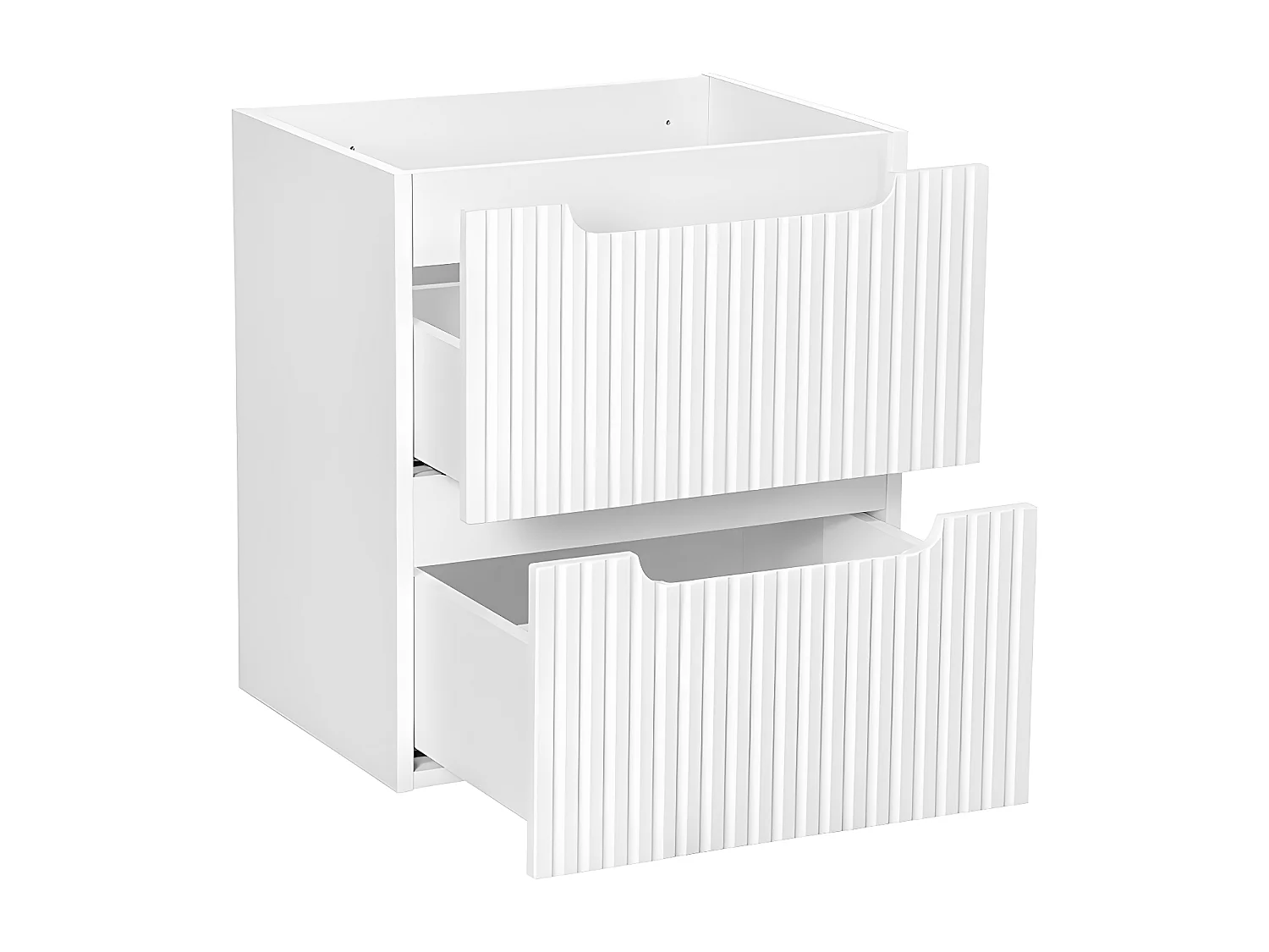 Ensemble meuble simple vasque 50cm 2 tiroirs et colonne Riva Blanc et Bois