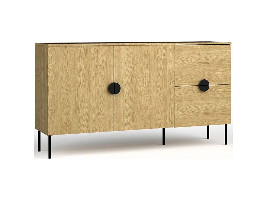 Klein Buffet met 2 Deuren en 2 Laden - Eikenkleur - Collectie MONDO