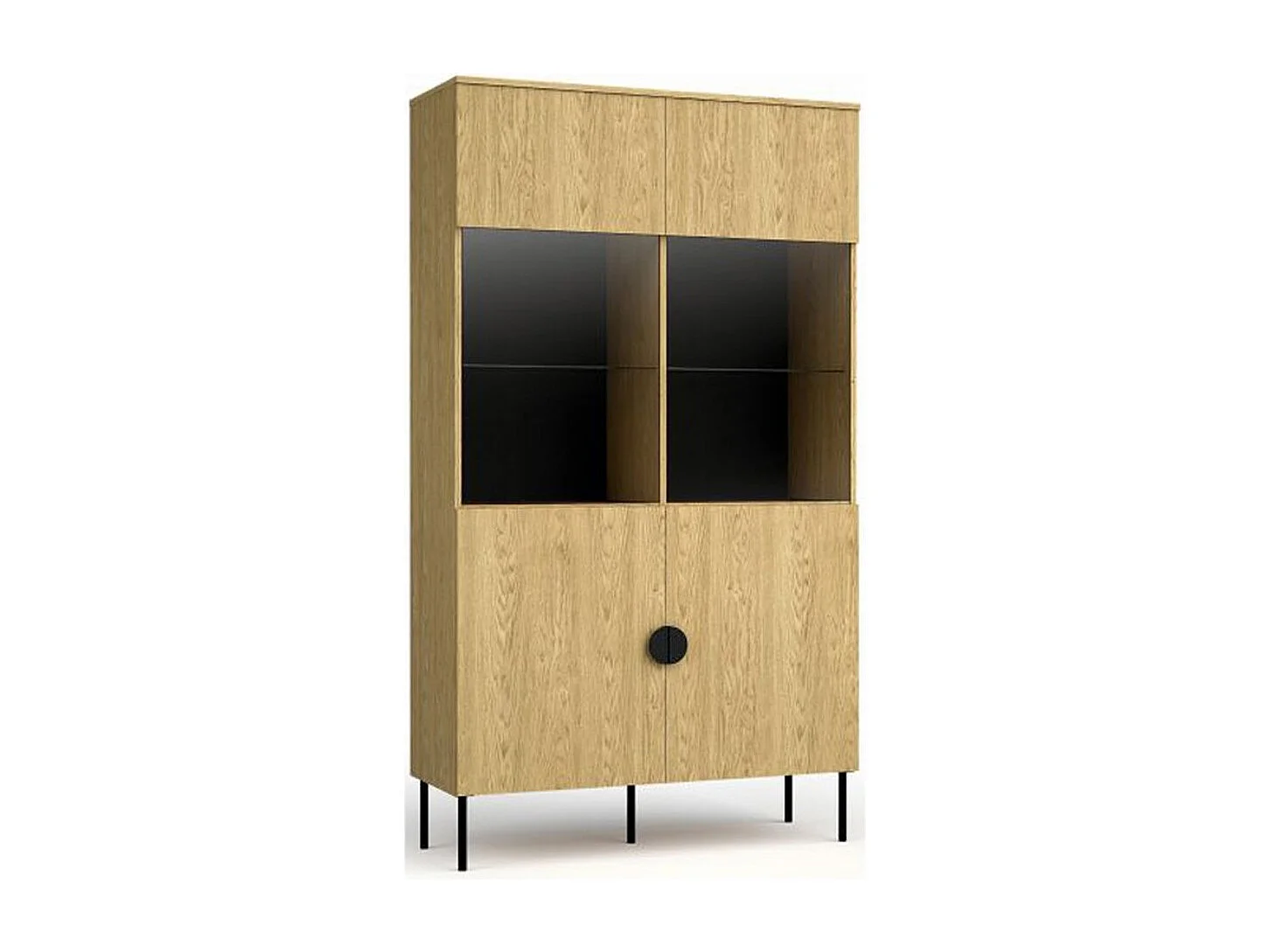 Vitrine couleur chêne avec portes vitrées - Collection MONDO