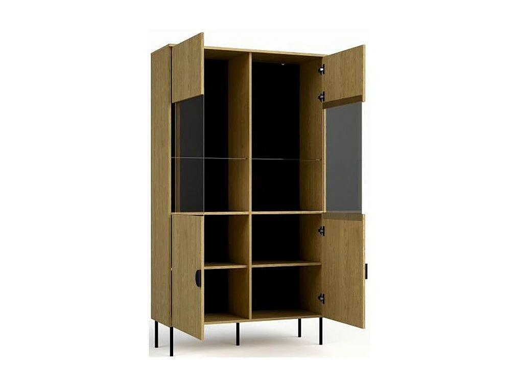Vitrine couleur chêne avec portes vitrées - Collection MONDO