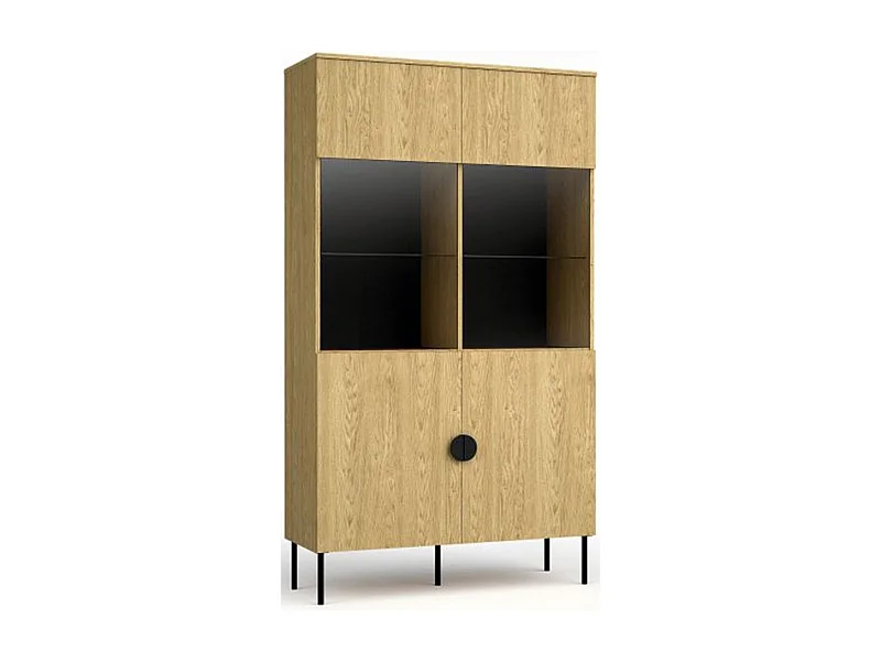 Eikenhouten vitrinekast met glazen deuren - Collectie MONDO
