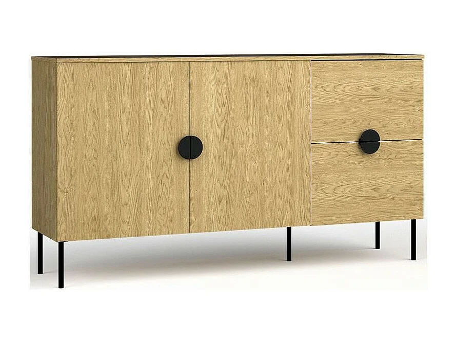 Salonmeubelset: TV-meubel 200 cm, salontafel, buffetkast, eiken, collectie MONDO