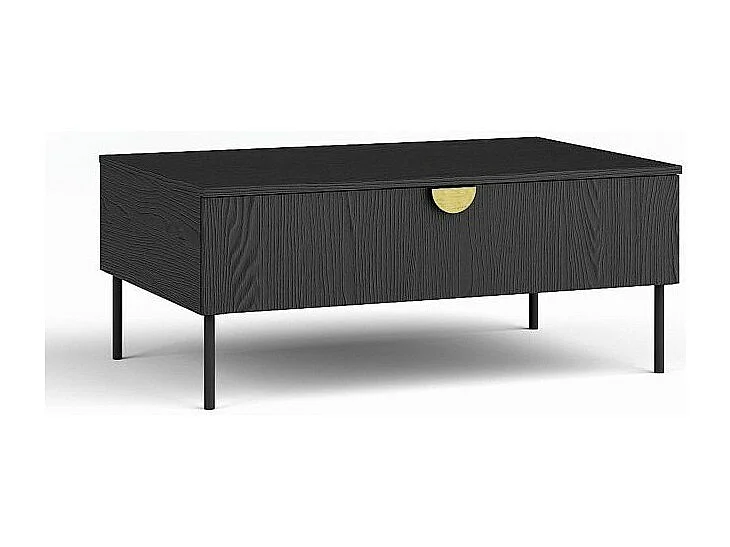 Table basse noire et poignée dorée avec clapet - Collection MONDO