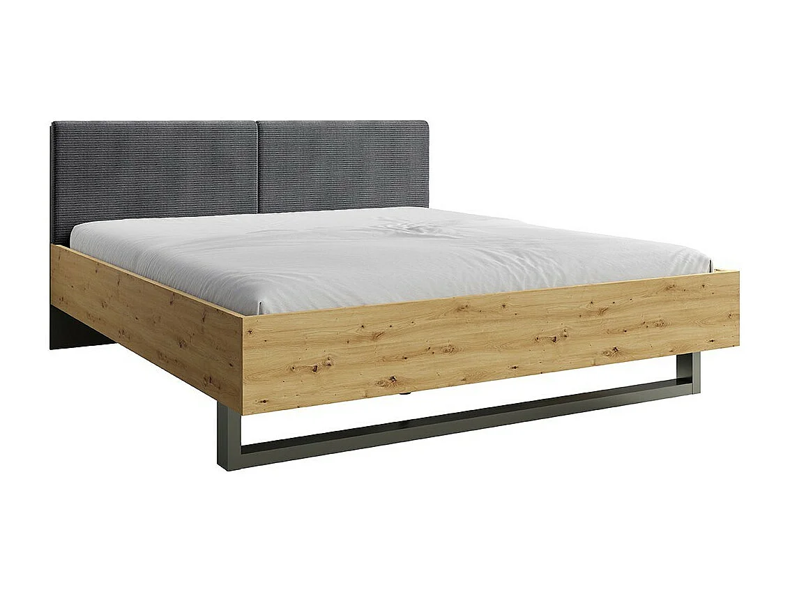 Design volwassen bed 160x200 - Collectie IZO. Kleur eiken en antracietgrijs.