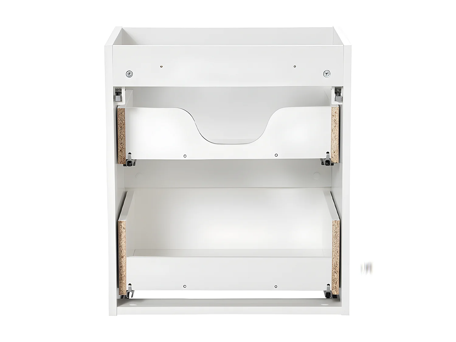 Meuble simple vasque 50cm 2 tiroirs Riva Blanc et Bois