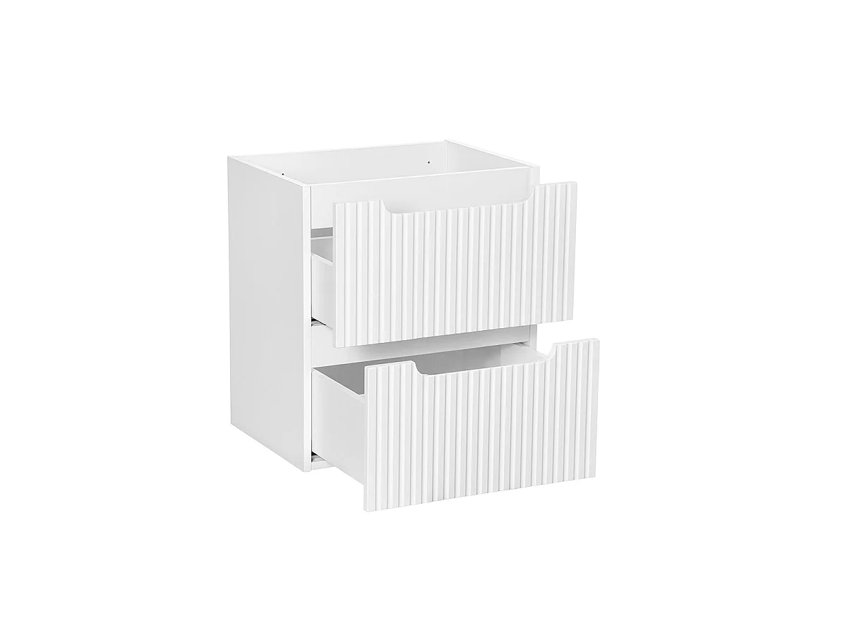 Meuble simple vasque 50cm 2 tiroirs Riva Blanc et Bois