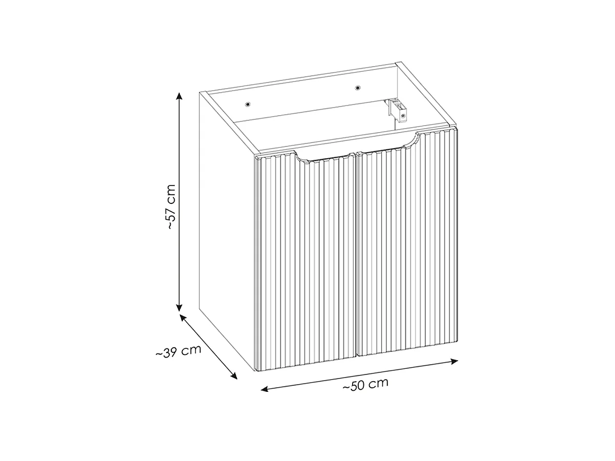 Meuble simple vasque 50cm 2 tiroirs Riva Blanc et Bois