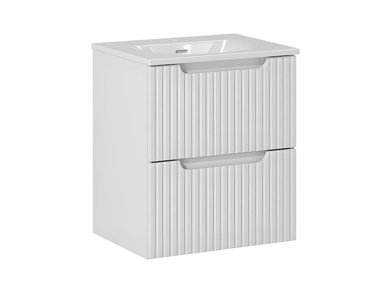 Meuble simple vasque encastrée 50cm 2 tiroirs Riva Blanc