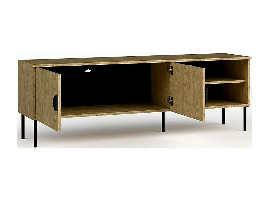 Meuble TV 2 Portes - Couleur Chêne - 160 CM - Collection MONDO