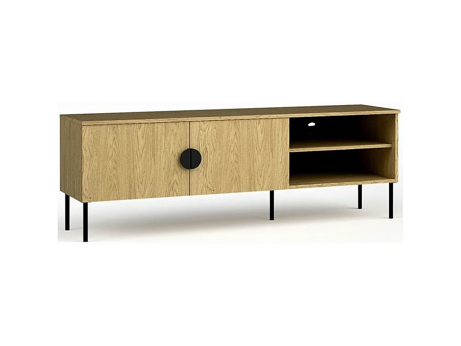 Meuble TV 2 Portes - Couleur Chêne - 160 CM - Collection MONDO