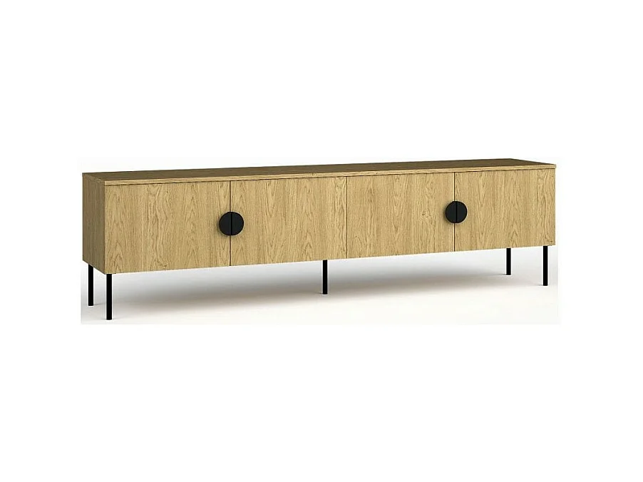 Meuble TV 4 Portes - Couleur Chêne - 200 CM - Collection MONDO