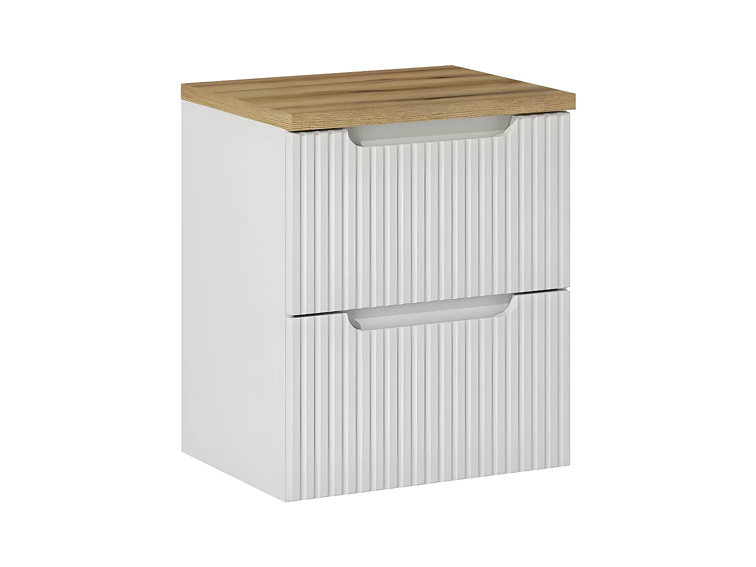 Meuble sous-vasque 50cm 2 tiroirs plan de toilette Riva Blanc et Bois