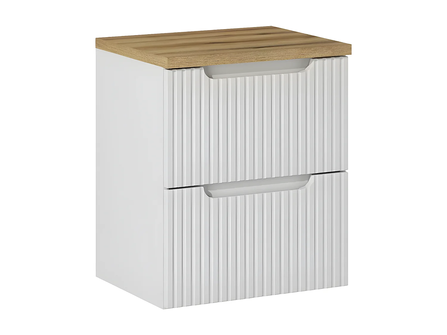 Meuble sous-vasque 50cm 2 tiroirs plan de toilette Riva Blanc et Bois