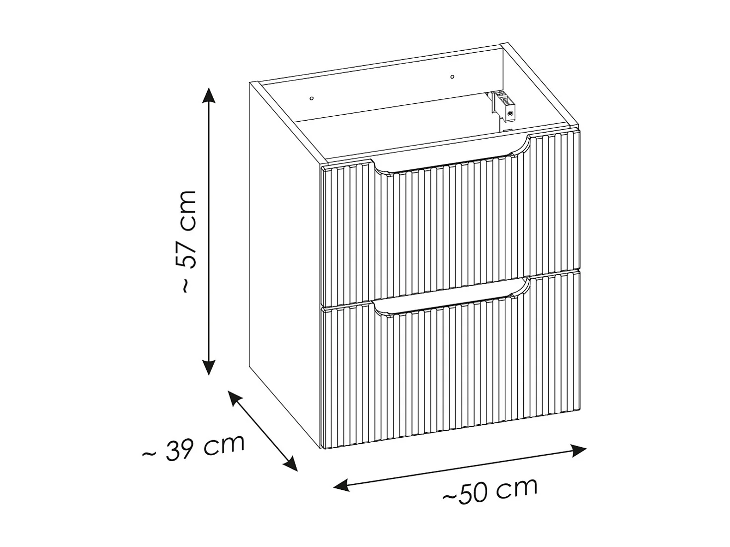 Tvättställsskåp 50cm 2 lådor Riva Vit och Trä underskåp