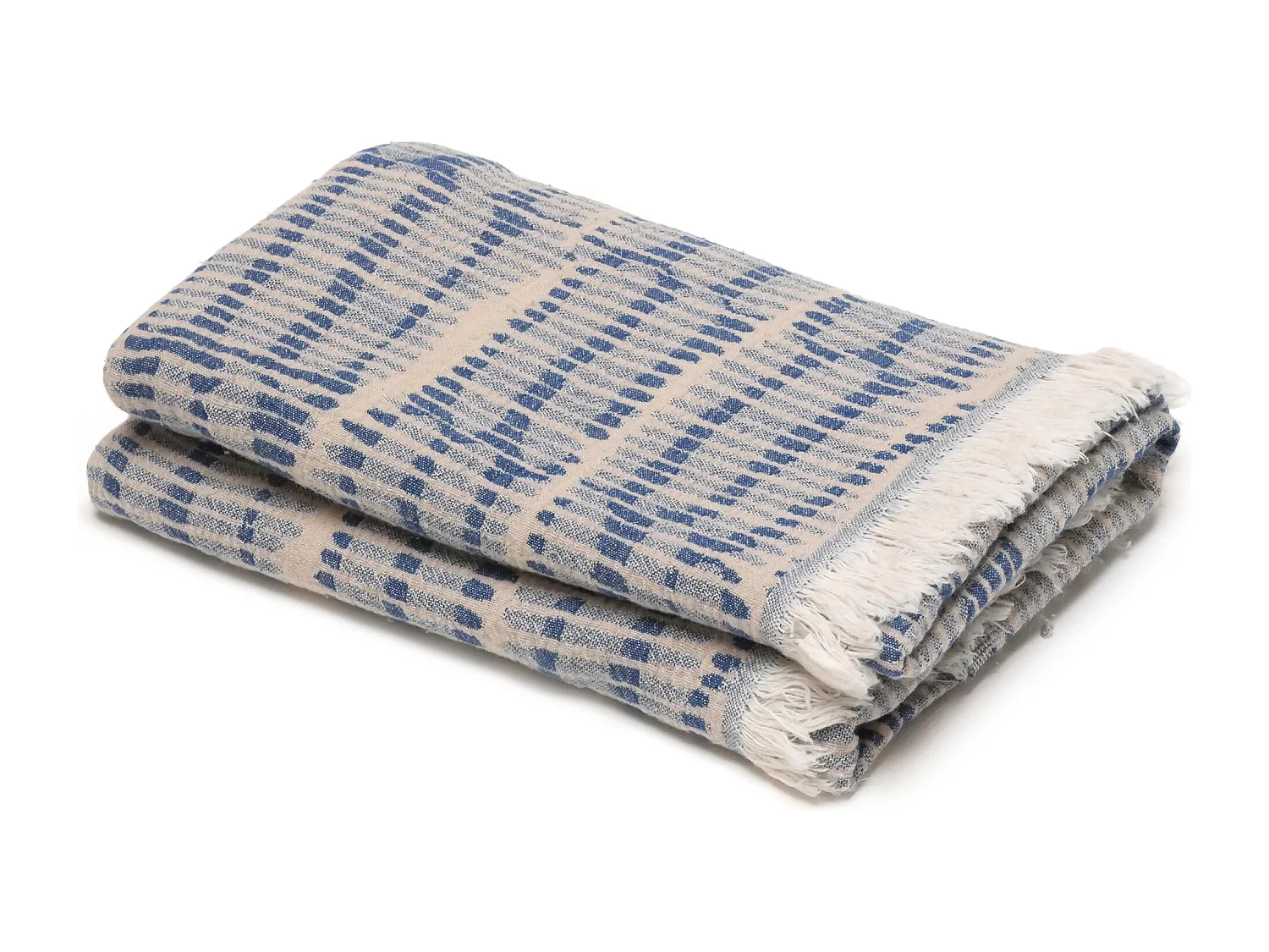 Plaid 100% mousseline de coton 90x185 cm SANTORIN bleu topaze