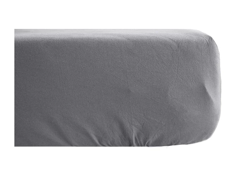 Drap housse uni 90x190 cm percale MANOIR gris Ardoise bonnet 35