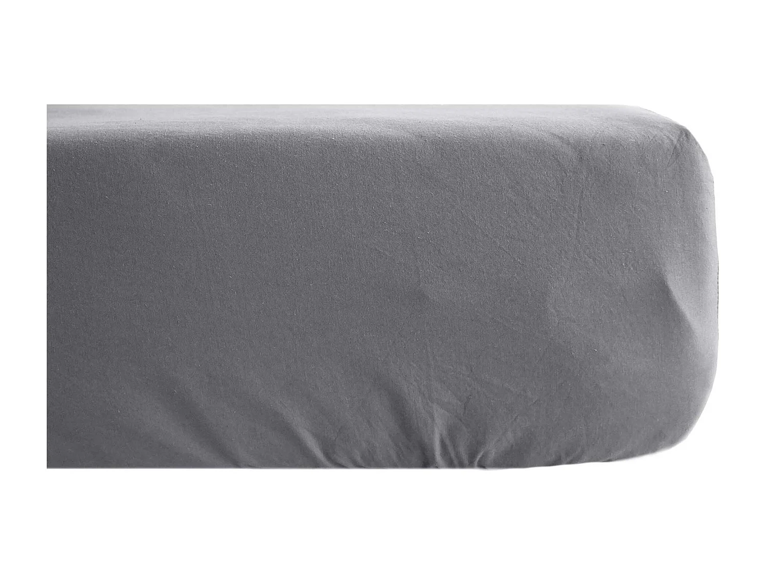 Drap housse uni 90x190 cm bonnet 35 cm percale de coton MANOIR gris Ardoise