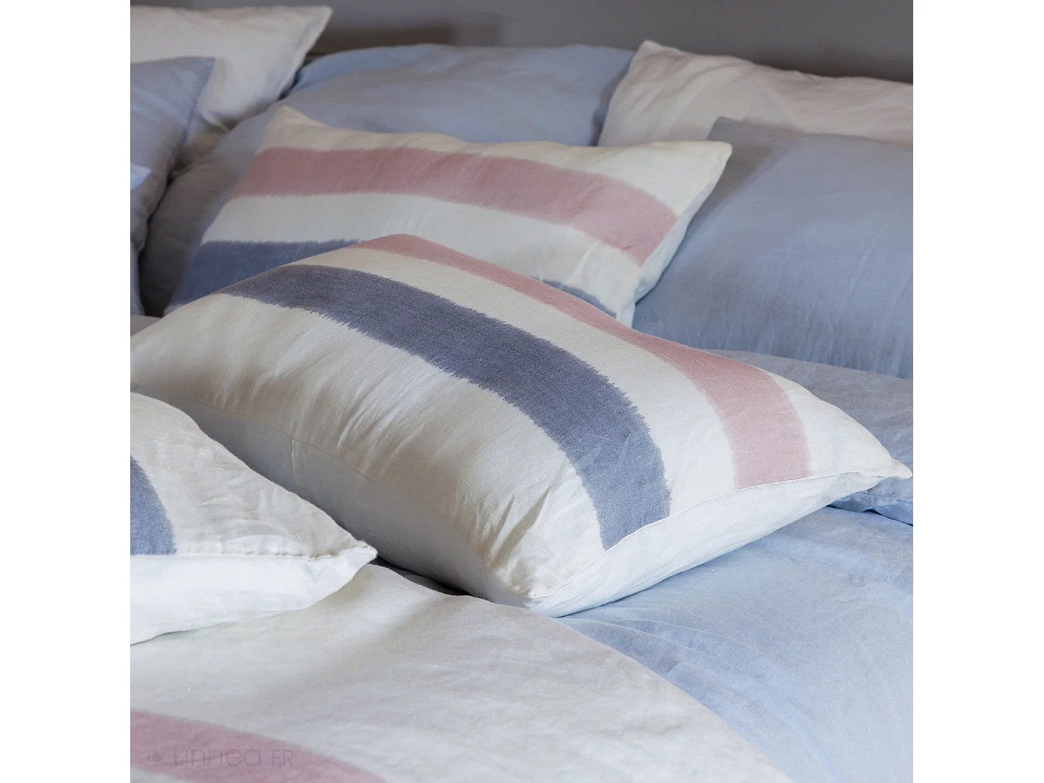 Housse de coussin 40x60 cm Aria lin lavé doublé coton Rose-Orage