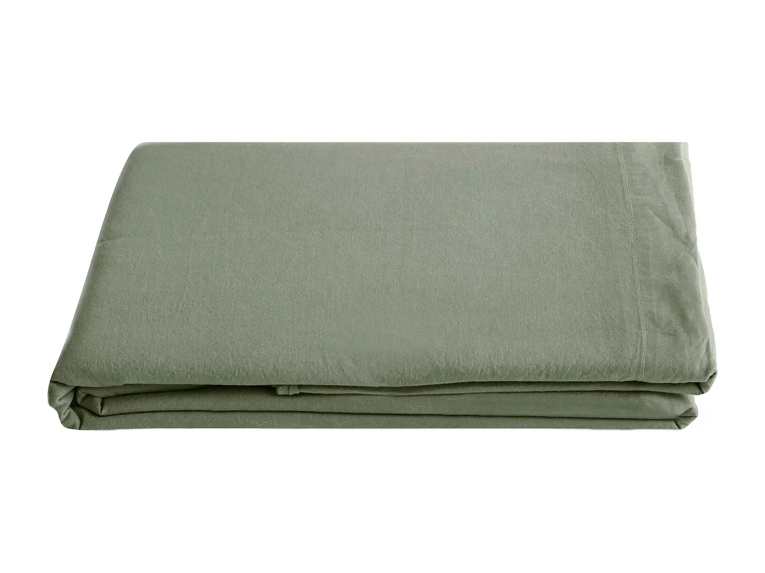 Drap plat PALACE pur coton lavé 270x290 cm uni vert sauge