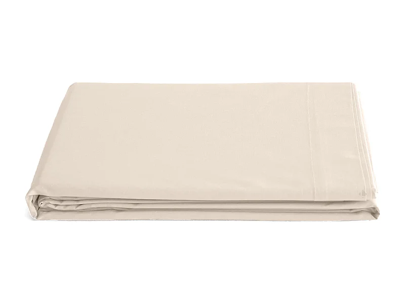 Drap plat 180x290 cm percale de coton MANOIR blanc Naturel