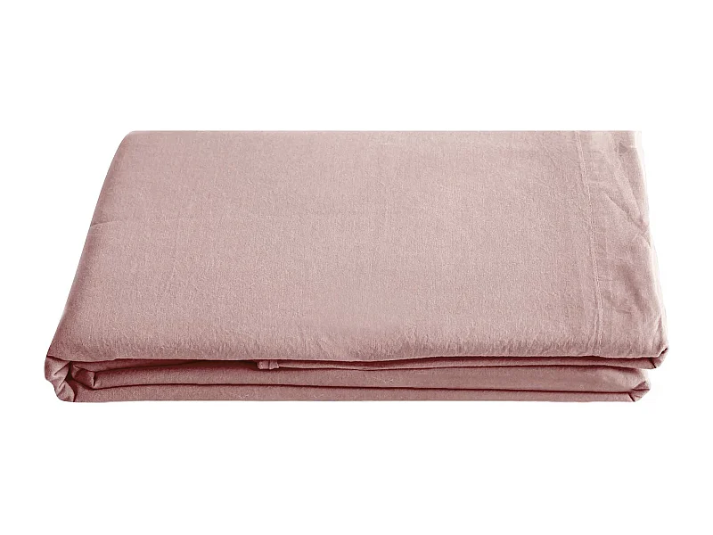 Drap plat 240x290 cm pur coton lavé PALACE rose