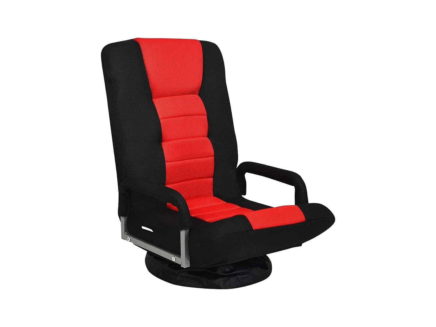 Fauteuil Pliable de Sol,Chaise de Jeu avec Dossier Réglable sur 6 Positions et Base Pivotante à 360°, Cadre en Fer Robuste Rouge