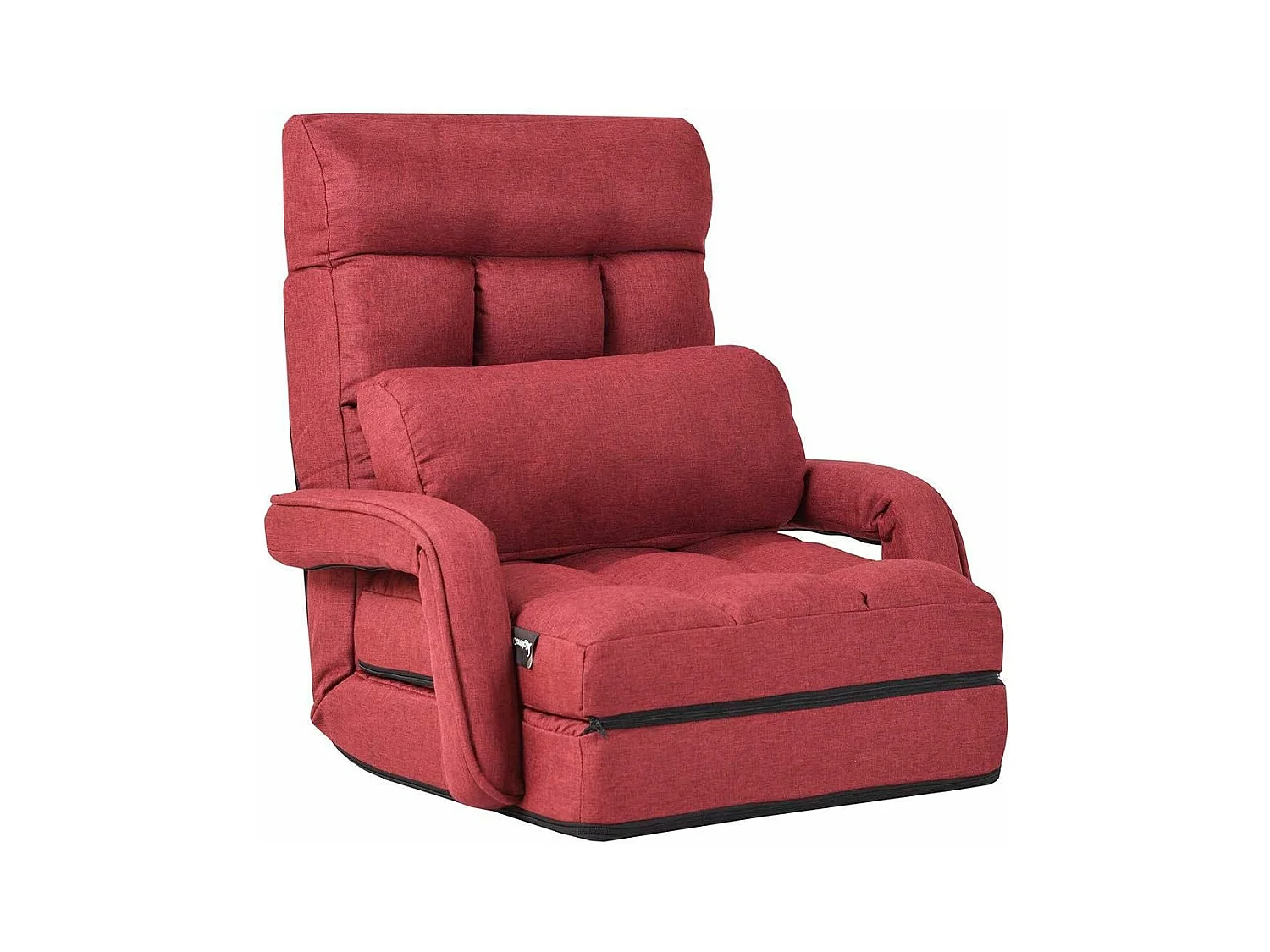 Fauteuil Convertible, Fauteuil Convertible 1 Place avec Oreiller, Rembourré avec Eponge Doux et Elastique, 5 Positions Disponibles pour Salon,Bureau,Chambre (Rouge)