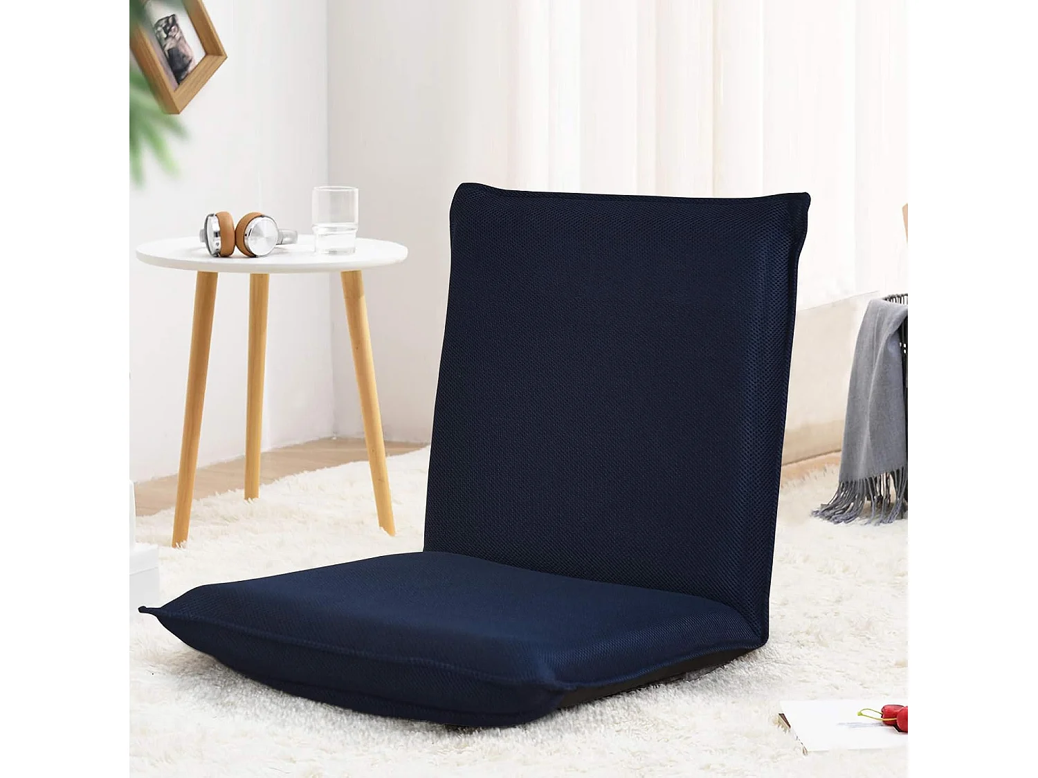 Chaise de Sol Pliable, Tatami Inclinable en 6 Position, Chaise de Plancher pour Jeu, Lecture 44 x 54,5 x 53,5CM, Jusqu’à 136KG (Bleu)