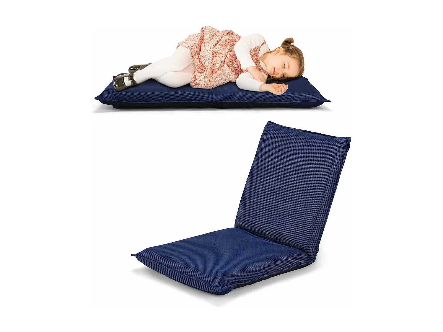 Chaise de Sol Pliable, Tatami Inclinable en 6 Position, Chaise de Plancher pour Jeu, Lecture 44 x 54,5 x 53,5CM, Jusqu’à 136KG (Bleu)