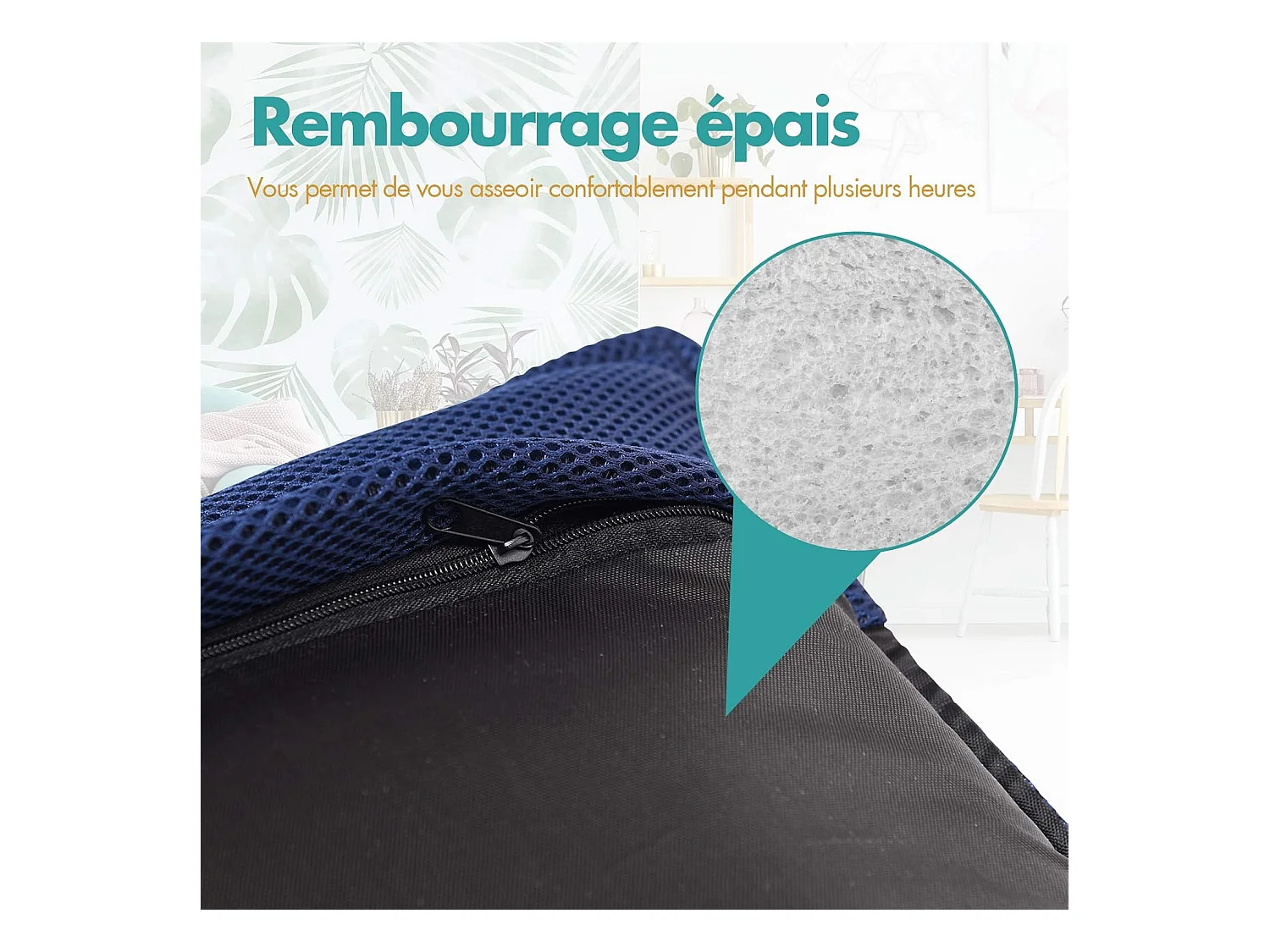 Chaise de Sol Pliable, Tatami Inclinable en 6 Position, Chaise de Plancher pour Jeu, Lecture 44 x 54,5 x 53,5CM, Jusqu’à 136KG (Bleu)