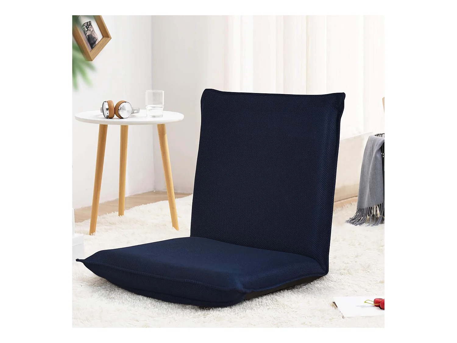 Chaise de Sol Pliable, Tatami Inclinable en 6 Position, Chaise de Plancher pour Jeu, Lecture 44 x 54,5 x 53,5CM, Jusqu’à 136KG (Bleu)