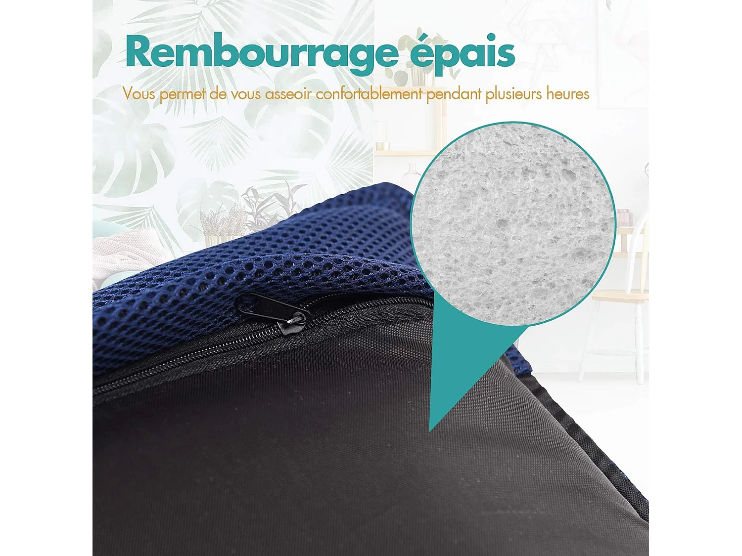 Chaise de Sol Pliable, Tatami Inclinable en 6 Position, Chaise de Plancher pour Jeu, Lecture 44 x 54,5 x 53,5CM, Jusqu’à 136KG (Bleu)