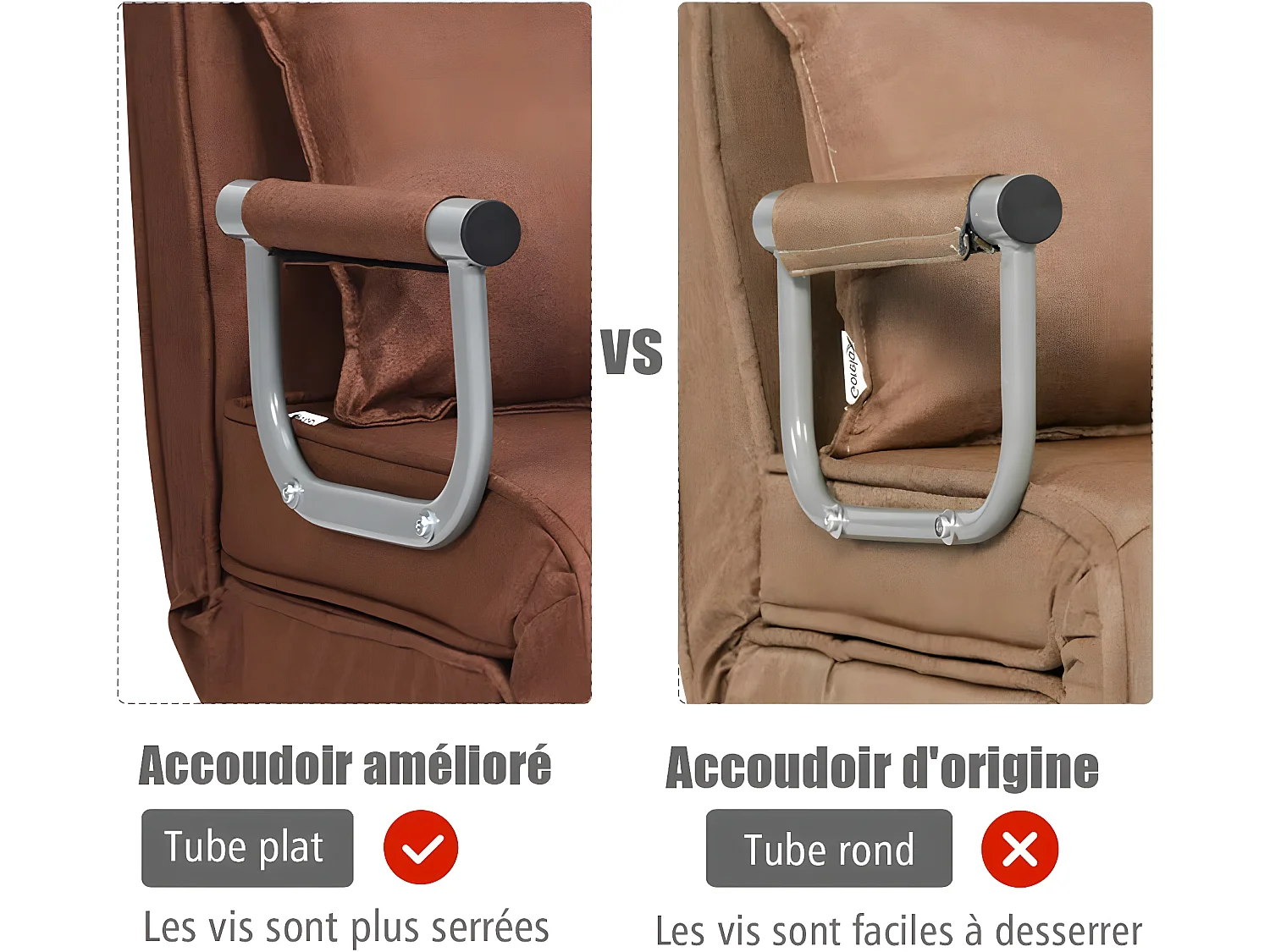 Fauteuil Convertible,Fauteuil-lit Chauffeuse 1 Place en Tissu avec Coussin,Dossier Réglable de 5 Positions et 2 Accoudoirs pour Salon,Bureau,Chambre