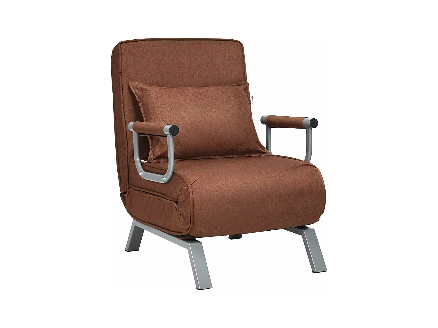 Fauteuil Convertible,Fauteuil-lit Chauffeuse 1 Place en Tissu avec Coussin,Dossier Réglable de 5 Positions et 2 Accoudoirs pour Salon,Bureau,Chambre