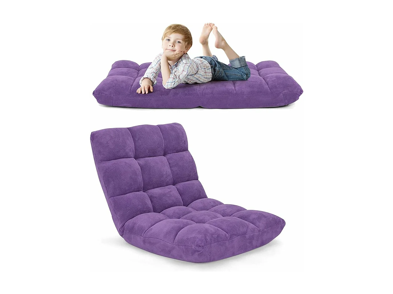 Canapé Paresseux Tatami Pliable Chaise de Plancher Coussin de Chaise de Lit Siège de Sol pour Maison, Bureau 105 x 57 x 15 CM (Violet)